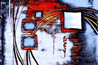 soyut renk tasarımı resim çizimi eskiz retro vintage