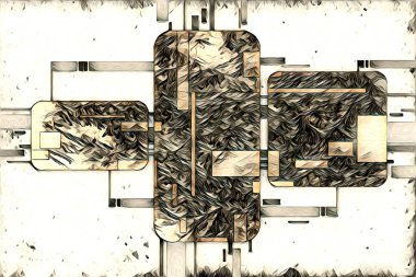 soyut renk tasarımı resim çizimi eskiz retro vintage