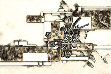 soyut renk tasarımı resim çizimi eskiz retro vintage