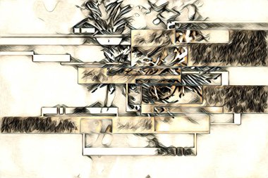 soyut renk tasarımı resim çizimi eskiz retro vintage