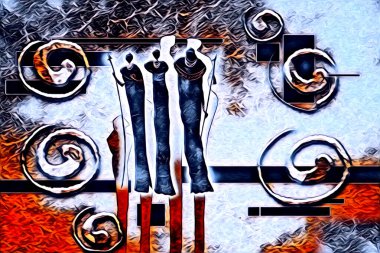 Afrikalı etnik retro vintage çizim çizimi