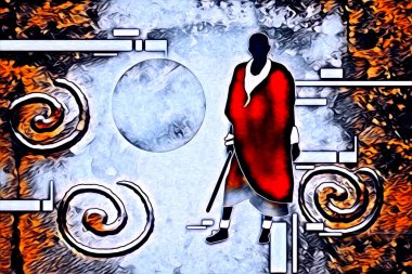 Afrikalı etnik retro vintage çizim çizimi