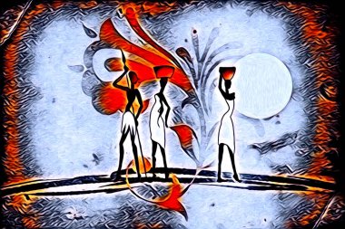 Afrikalı etnik retro vintage çizim çizimi