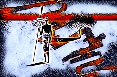 Afrikalı etnik retro vintage çizim çizimi