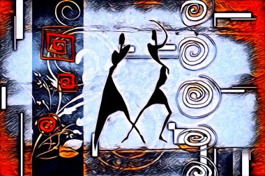 Afrikalı etnik retro vintage çizim çizimi