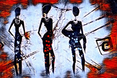 Afrikalı etnik retro vintage çizim çizimi