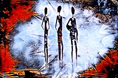 Afrikalı etnik retro vintage çizim çizimi