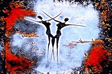 Afrikalı etnik retro vintage çizim çizimi