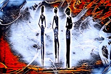 Afrikalı etnik retro vintage çizim çizimi