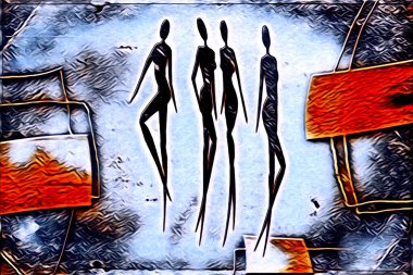 Afrikalı etnik retro vintage çizim çizimi