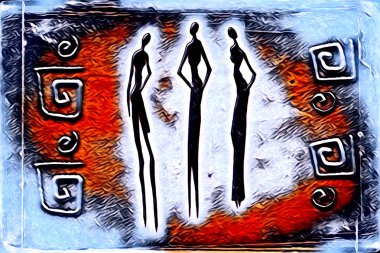 Afrikalı etnik retro vintage çizim çizimi