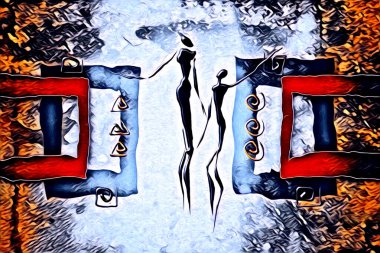 Afrikalı etnik retro vintage çizim çizimi