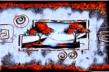 Afrikalı etnik retro vintage çizim çizimi