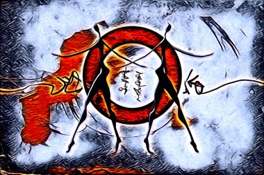 Afrikalı etnik retro vintage çizim çizimi