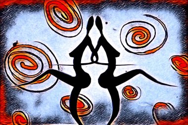 Afrikalı etnik retro vintage çizim çizimi