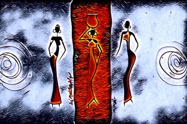 Afrikalı etnik retro vintage çizim çizimi