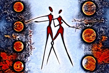 Afrikalı etnik retro vintage çizim çizimi