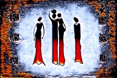 Afrikalı etnik retro vintage çizim çizimi