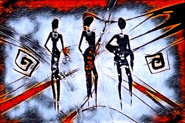 Afrikalı etnik retro vintage çizim çizimi