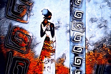 Afrikalı etnik retro vintage çizim çizimi