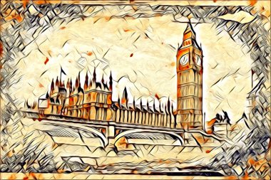 Londra sanat tasarımı çizimi çizimi eğlenceli tasarım antika retro