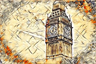 Londra sanat tasarımı çizimi çizimi eğlenceli tasarım antika retro