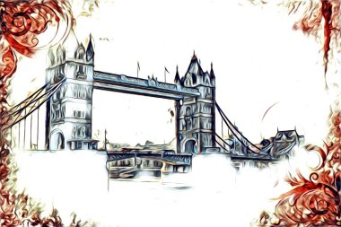 Londra sanat tasarımı çizimi çizimi eğlenceli tasarım antika retro