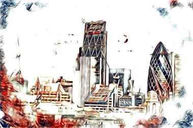 Londra sanat tasarımı çizimi çizimi eğlenceli tasarım antika retro