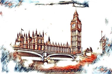 Londra sanat tasarımı çizimi çizimi eğlenceli tasarım antika retro