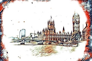 Londra sanat tasarımı çizimi çizimi eğlenceli tasarım antika retro