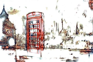 Londra sanat tasarımı çizimi çizimi eğlenceli tasarım antika retro