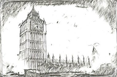 Londra sanat tasarımı çizimi çizimi eğlenceli tasarım antika retro