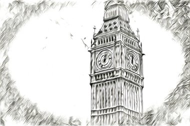 Londra sanat tasarımı çizimi çizimi eğlenceli tasarım antika retro