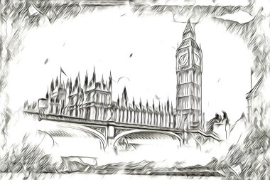 Londra sanat tasarımı çizimi çizimi eğlenceli tasarım antika retro