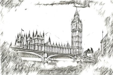 Londra sanat tasarımı çizimi çizimi eğlenceli tasarım antika retro