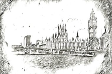 Londra sanat tasarımı çizimi çizimi eğlenceli tasarım antika retro