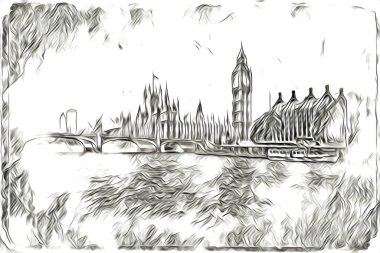 Londra sanat tasarımı çizimi çizimi eğlenceli tasarım antika retro