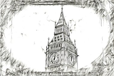 Londra sanat tasarımı çizimi çizimi eğlenceli tasarım antika retro