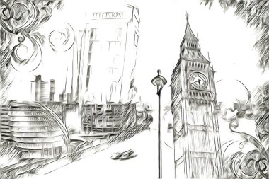 Londra sanat tasarımı çizimi çizimi eğlenceli tasarım antika retro
