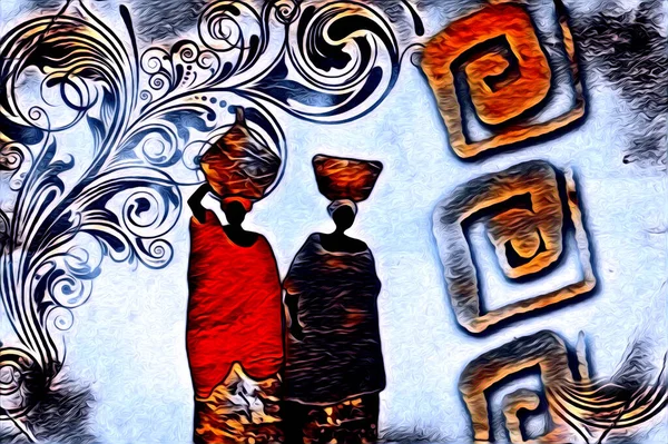 Африканская Этническая Ретро Винтажная Иллюстрация Рисунок — стоковое фото