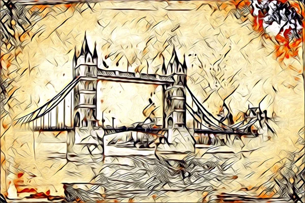 Londres Arte Dibujo Boceto Ilustración Divertido Diseño Vintage Retro — Foto de Stock