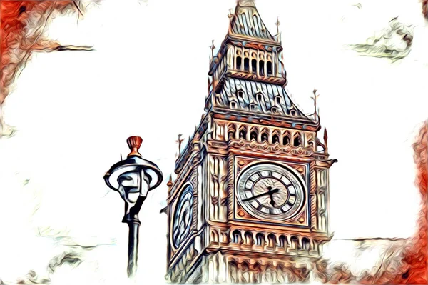 London Art Drawing Illustrch Fun Design Vintage Retro — стокове фото