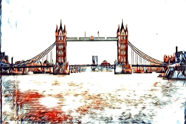 Лондонское Искусство Рисунок Набросок Иллюстрации Весело Дизайн Винтажного Ретро — стоковое фото