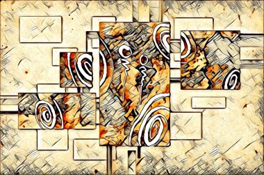 soyut renk tasarımı resim çizimi eskiz retro vintage