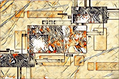 soyut renk tasarımı resim çizimi eskiz retro vintage