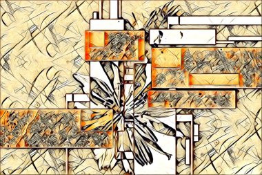 soyut renk tasarımı resim çizimi eskiz retro vintage