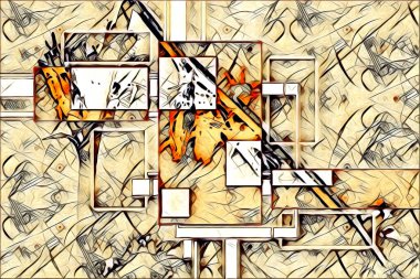 soyut renk tasarımı resim çizimi eskiz retro vintage