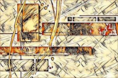 soyut renk tasarımı resim çizimi eskiz retro vintage