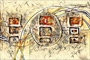 soyut renk tasarımı resim çizimi eskiz retro vintage