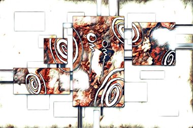 soyut renk tasarımı resim çizimi eskiz retro vintage